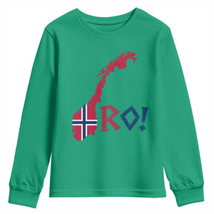Norway Flag Country Map Patriotic Ro Ro Chant Youth Sweatshirt Norwegian Viking Row Soccer Supporter Football Fans