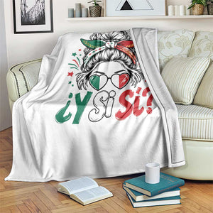 Y Si Si Mexican Flag Messy Bun with Sunglasses Graphic Throw Blanket What If Yes Mexico Latina Pride TS02 Print Your Wear