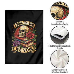 Vintage Skull Roses Gothic Dark Academia Aesthetic Garden Flag I Vow You Vow We Vow Fantasy Fiction Bookish Gift