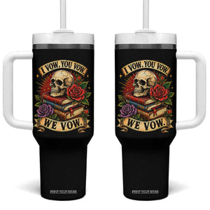 Vintage Skull Roses Gothic Dark Academia Aesthetic Tumbler With Handle I Vow You Vow We Vow Fantasy Fiction Bookish Gift