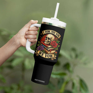 Vintage Skull Roses Gothic Dark Academia Aesthetic Tumbler With Handle I Vow You Vow We Vow Fantasy Fiction Bookish Gift