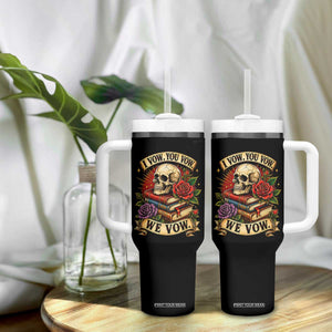 Vintage Skull Roses Gothic Dark Academia Aesthetic Tumbler With Handle I Vow You Vow We Vow Fantasy Fiction Bookish Gift