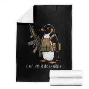 Flight Was Never An Option Tactical Penguin Throw Blanket Funny Military Camo Vest Combat Animal Dark Humor Graphic