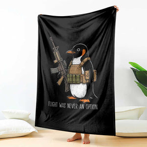 Flight Was Never An Option Tactical Penguin Throw Blanket Funny Military Camo Vest Combat Animal Dark Humor Graphic