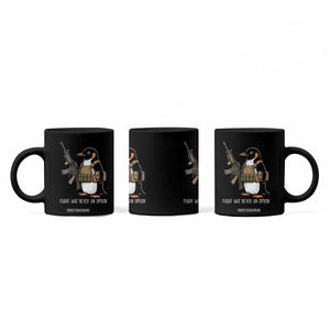 Flight Was Never An Option Tactical Penguin Coffee Mug Funny Military Camo Vest Combat Animal Dark Humor Graphic