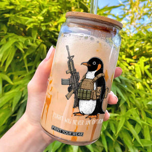 Flight Was Never An Option Tactical Penguin Glass Can Funny Military Camo Vest Combat Animal Dark Humor Graphic