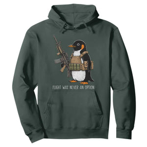 Flight Was Never An Option Tactical Penguin Hoodie Funny Military Camo Vest Combat Animal Dark Humor Graphic