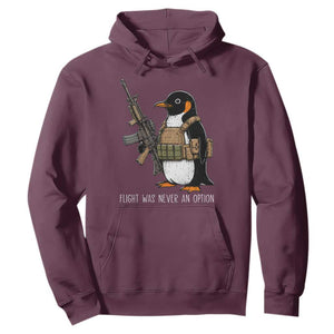 Flight Was Never An Option Tactical Penguin Hoodie Funny Military Camo Vest Combat Animal Dark Humor Graphic