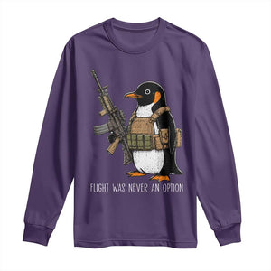 Flight Was Never An Option Tactical Penguin Long Sleeve Shirt Funny Military Camo Vest Combat Animal Dark Humor Graphic