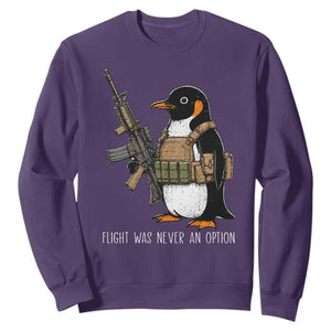 Flight Was Never An Option Tactical Penguin Sweatshirt Funny Military Camo Vest Combat Animal Dark Humor Graphic
