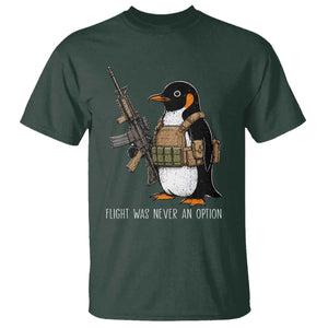 Flight Was Never An Option Tactical Penguin T Shirt Funny Military Camo Vest Combat Animal Dark Humor Graphic
