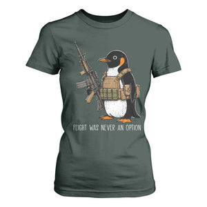 Flight Was Never An Option Tactical Penguin T Shirt For Women Funny Military Camo Vest Combat Animal Dark Humor Graphic