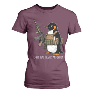 Flight Was Never An Option Tactical Penguin T Shirt For Women Funny Military Camo Vest Combat Animal Dark Humor Graphic
