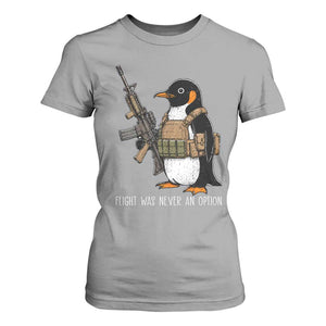 Flight Was Never An Option Tactical Penguin T Shirt For Women Funny Military Camo Vest Combat Animal Dark Humor Graphic