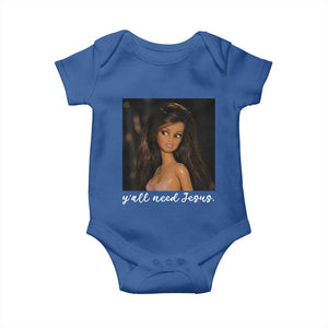 Yall Need Jesus Funny Doll Side Eye Meme Baby Onesie Sarcastic Southern Humor Religion Faith TS02 Royal Blue Print Your Wear