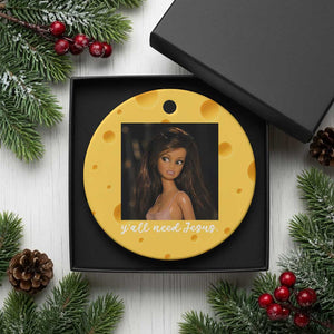 Yall Need Jesus Funny Doll Side Eye Meme Ceramic Ornament Sarcastic Southern Humor Religion Faith TS02 1pc Yellow Cheese Print Your Wear