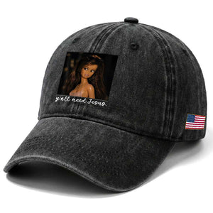 Yall Need Jesus Funny Doll Side Eye Meme Washed Cotton Baseball Cap Sarcastic Southern Humor Religion Faith TS02 Print Your Wear