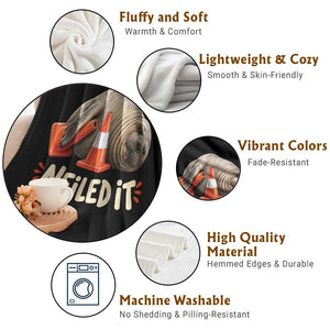 Funny Neil The Seal Nailed It Meme Throw Blanket Cute Chaotic Viral Elephant Seal Traffic Cone Pun TS02 Print Your Wear