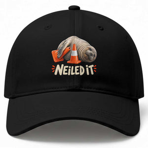 Funny Neil The Seal Nailed It Meme Baseball Cap Cute Chaotic Viral Elephant Seal Traffic Cone Pun TS02 Print Your Wear