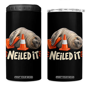 Funny Neil The Seal Nailed It Meme 4 in 1 Can Cooler Tumbler Cute Chaotic Viral Elephant Seal Traffic Cone Pun TS02 One Size: 16 oz Black Print Your Wear