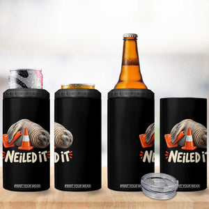 Funny Neil The Seal Nailed It Meme 4 in 1 Can Cooler Tumbler Cute Chaotic Viral Elephant Seal Traffic Cone Pun TS02 Print Your Wear