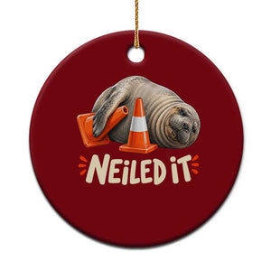 Funny Neil The Seal Nailed It Meme Ceramic Ornament Cute Chaotic Viral Elephant Seal Traffic Cone Pun TS02 1pc Red Print Your Wear