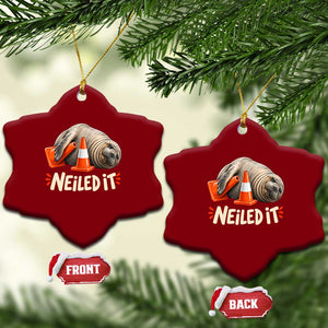 Funny Neil The Seal Nailed It Meme Ceramic Ornament Cute Chaotic Viral Elephant Seal Traffic Cone Pun TS02 Print Your Wear