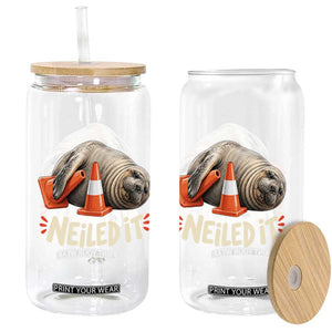 Funny Neil The Seal Nailed It Meme Glass Can Cute Chaotic Viral Elephant Seal Traffic Cone Pun TS02 Print Your Wear