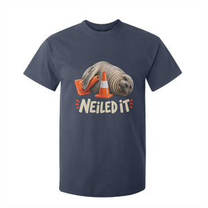 Funny Neil The Seal Nailed It Meme T Shirt For Kid Cute Chaotic Viral Elephant Seal Traffic Cone Pun TS02 Navy Print Your Wear