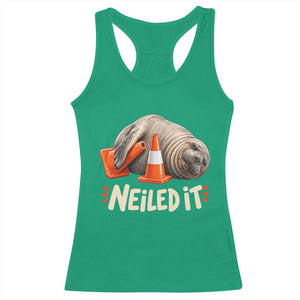 Funny Neil The Seal Nailed It Meme Racerback Tank Top Cute Chaotic Viral Elephant Seal Traffic Cone Pun TS02 Irish Green Print Your Wear