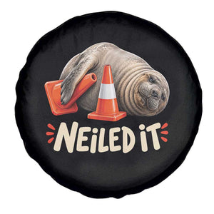 Funny Neil The Seal Nailed It Meme Spare Tire Cover Cute Chaotic Viral Elephant Seal Traffic Cone Pun TS02 Print Your Wear