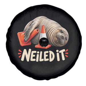 Funny Neil The Seal Nailed It Meme Spare Tire Cover Cute Chaotic Viral Elephant Seal Traffic Cone Pun TS02 Print Your Wear