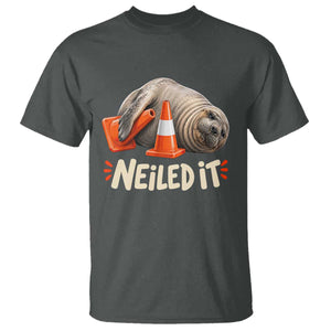 Funny Neil The Seal Nailed It Meme T Shirt Cute Chaotic Viral Elephant Seal Traffic Cone Pun TS02 Dark Heather Print Your Wear