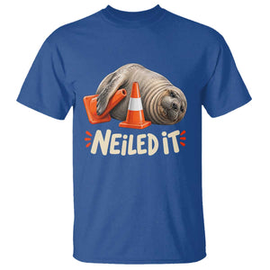 Funny Neil The Seal Nailed It Meme T Shirt Cute Chaotic Viral Elephant Seal Traffic Cone Pun TS02 Royal Blue Print Your Wear