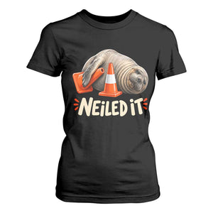 Funny Neil The Seal Nailed It Meme T Shirt For Women Cute Chaotic Viral Elephant Seal Traffic Cone Pun TS02 Black Print Your Wear