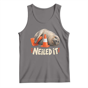 Funny Neil The Seal Nailed It Meme Tank Top Cute Chaotic Viral Elephant Seal Traffic Cone Pun TS02 Deep Heather Print Your Wear