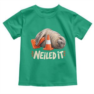 Funny Neil The Seal Nailed It Meme Toddler T Shirt Cute Chaotic Viral Elephant Seal Traffic Cone Pun TS02 Irish Green Print Your Wear