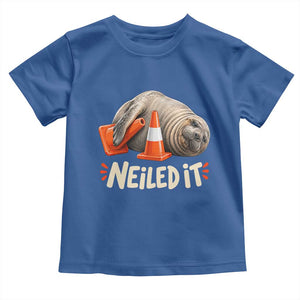 Funny Neil The Seal Nailed It Meme Toddler T Shirt Cute Chaotic Viral Elephant Seal Traffic Cone Pun TS02 Royal Blue Print Your Wear
