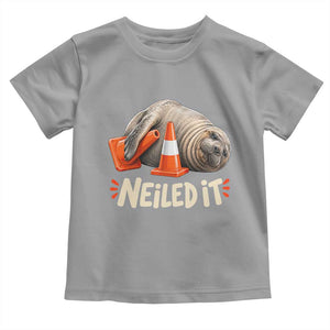 Funny Neil The Seal Nailed It Meme Toddler T Shirt Cute Chaotic Viral Elephant Seal Traffic Cone Pun TS02 Sport Gray Print Your Wear