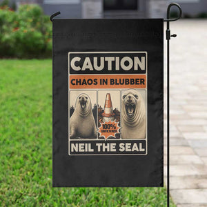 Retro Neil the Seal Caution Chaos in Blubber Garden Flag Funny Viral Chaotic Elephant Seal Traffic Cone Meme TS02 Print Your Wear