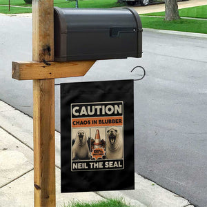 Retro Neil the Seal Caution Chaos in Blubber Garden Flag Funny Viral Chaotic Elephant Seal Traffic Cone Meme TS02 Print Your Wear