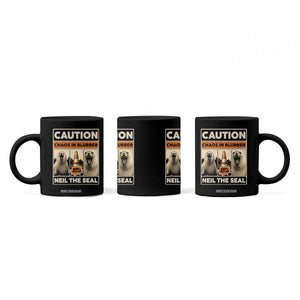 Retro Neil the Seal Caution Chaos in Blubber Coffee Mug Funny Viral Chaotic Elephant Seal Traffic Cone Meme TS02 Print Your Wear