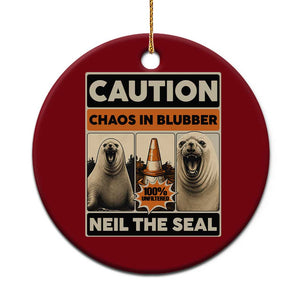 Retro Neil the Seal Caution Chaos in Blubber Ceramic Ornament Funny Viral Chaotic Elephant Seal Traffic Cone Meme TS02 1pc Red Print Your Wear