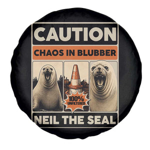Retro Neil the Seal Caution Chaos in Blubber Spare Tire Cover Funny Viral Chaotic Elephant Seal Traffic Cone Meme TS02 Print Your Wear