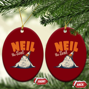 Vintage Neil the Seal Wearing Traffic Cone Hat Meme Ceramic Ornament Cute Retro Viral Chaotic Southern Elephant Seal TS02 Print Your Wear