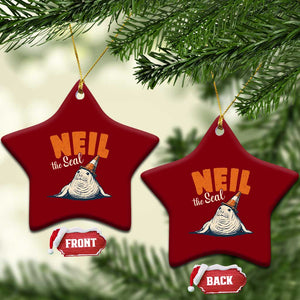 Vintage Neil the Seal Wearing Traffic Cone Hat Meme Ceramic Ornament Cute Retro Viral Chaotic Southern Elephant Seal TS02 Print Your Wear