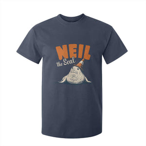 Vintage Neil the Seal Wearing Traffic Cone Hat Meme T Shirt For Kid Cute Retro Viral Chaotic Southern Elephant Seal TS02 Navy Print Your Wear