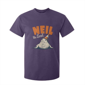 Vintage Neil the Seal Wearing Traffic Cone Hat Meme T Shirt For Kid Cute Retro Viral Chaotic Southern Elephant Seal TS02 Purple Print Your Wear