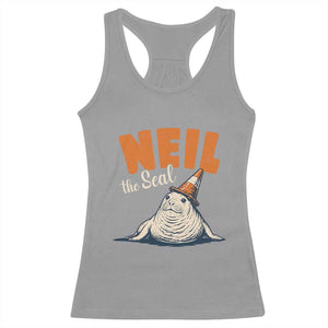 Vintage Neil the Seal Wearing Traffic Cone Hat Meme Racerback Tank Top Cute Retro Viral Chaotic Southern Elephant Seal TS02 Sport Gray Print Your Wear
