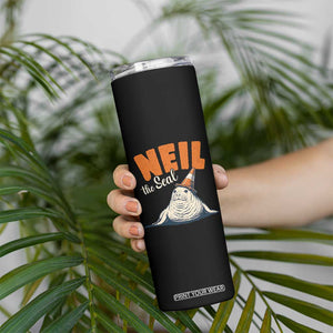 Vintage Neil the Seal Wearing Traffic Cone Hat Meme Skinny Tumbler Cute Retro Viral Chaotic Southern Elephant Seal TS02 Print Your Wear